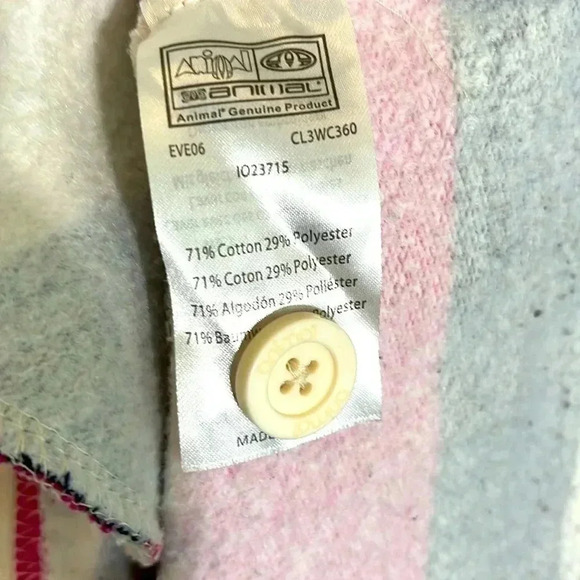 ANIMAL Women’s 8 Medium Cotton Blue Pink Striped Button Quarter Pullover - Picture 10 of 11